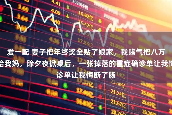 爱一配 妻子把年终奖全贴了娘家，我赌气把八万奖金全给我妈，除夕夜掀桌后，一张掉落的重症确诊单让我悔断了肠